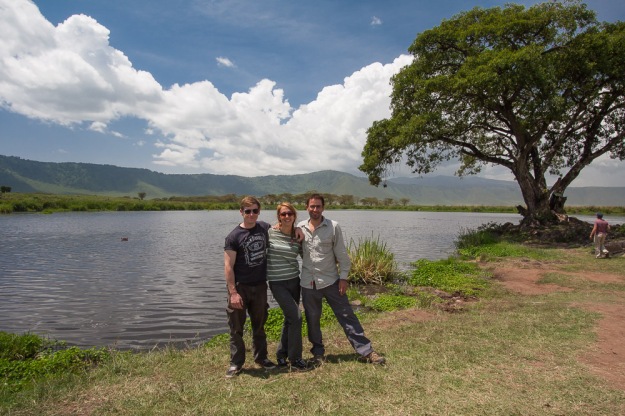 Our lunch spot - Brandon, Elle and myself.  And hippos :)